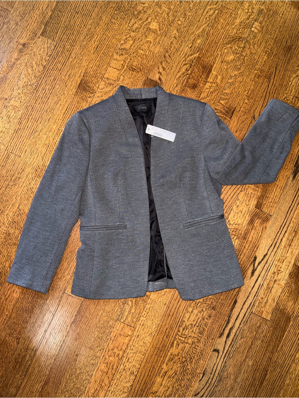 J. Crew Gray Open-Front Textured Blazer